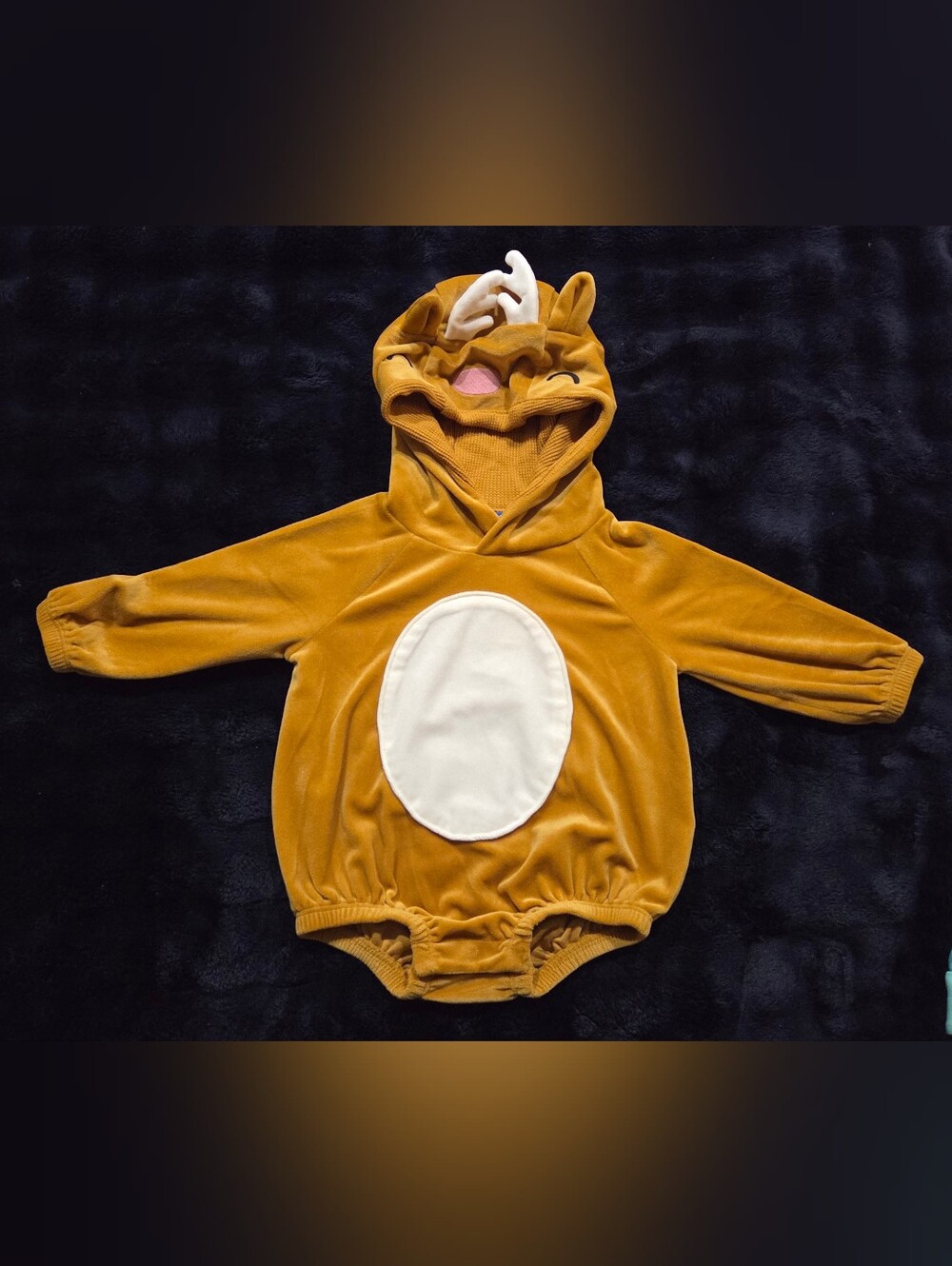 Old Navy Mustard Plush Reindeer One-Piece Bodysuit